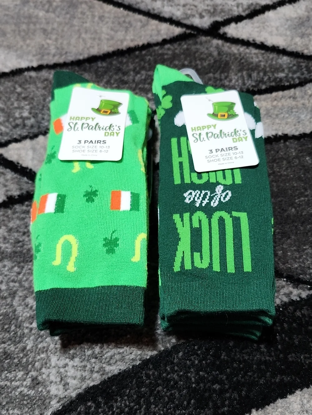 CREST BRAND ST. PATRICKS DAY THEMED 6-PAIRS CREW UNISEX SOCKS BUNDLE